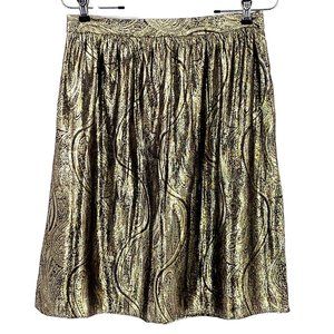 J CREW COLLECTION Gold Silk Brocade Skirt Size 2